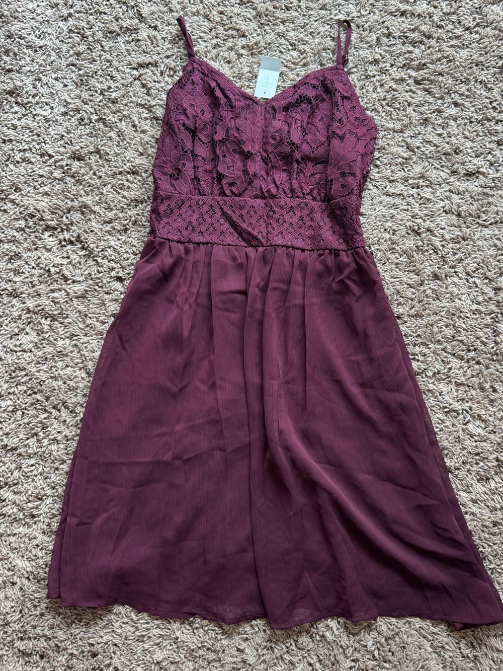 NWT - Maurices Wine Lace-Top Spaghetti Strap Dress